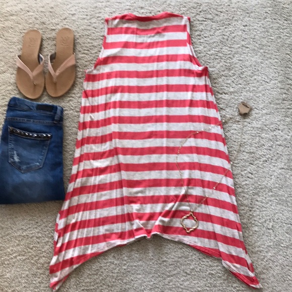 💙SIZE SM💙Coral & Cream Striped Tunic Top - Picture 7 of 8